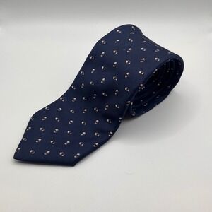 DELLACROCE Silk Tie Navy Blue Patterned Made in Italy